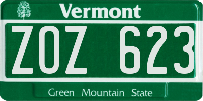 VT license plate ZOZ623