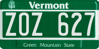 VT license plate ZOZ627