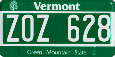 VT license plate ZOZ628