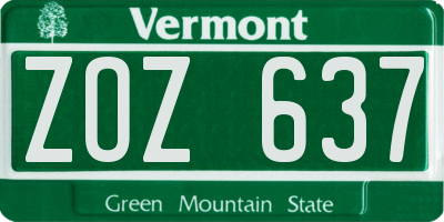 VT license plate ZOZ637