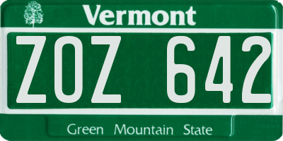 VT license plate ZOZ642