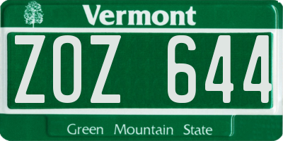 VT license plate ZOZ644