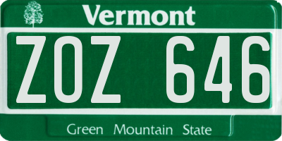 VT license plate ZOZ646