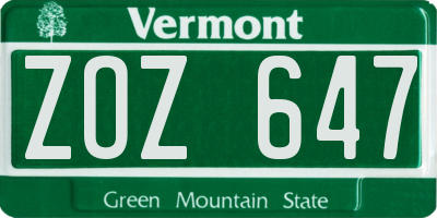 VT license plate ZOZ647