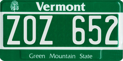 VT license plate ZOZ652