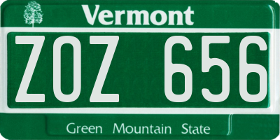 VT license plate ZOZ656