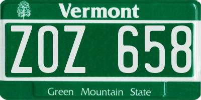VT license plate ZOZ658