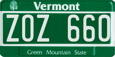 VT license plate ZOZ660