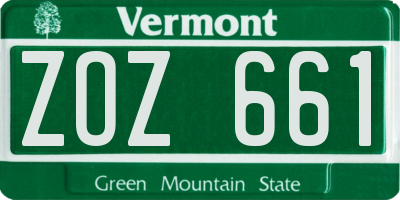 VT license plate ZOZ661