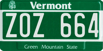 VT license plate ZOZ664