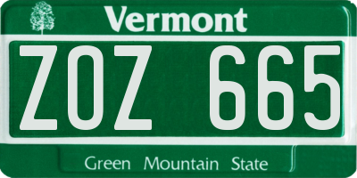 VT license plate ZOZ665