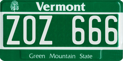 VT license plate ZOZ666