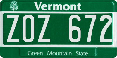 VT license plate ZOZ672