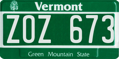 VT license plate ZOZ673