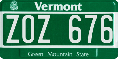 VT license plate ZOZ676