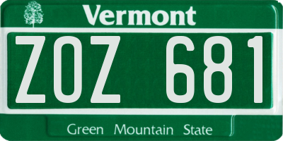 VT license plate ZOZ681