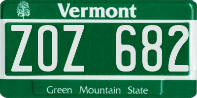 VT license plate ZOZ682