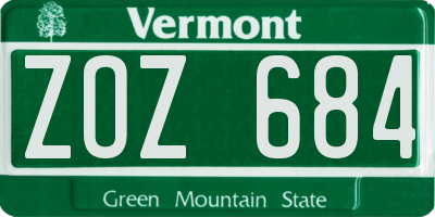VT license plate ZOZ684