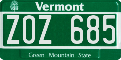 VT license plate ZOZ685