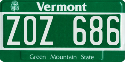 VT license plate ZOZ686