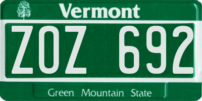 VT license plate ZOZ692
