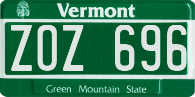 VT license plate ZOZ696