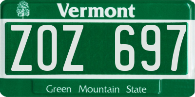 VT license plate ZOZ697