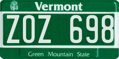 VT license plate ZOZ698