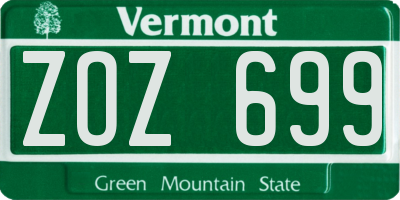 VT license plate ZOZ699