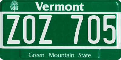 VT license plate ZOZ705