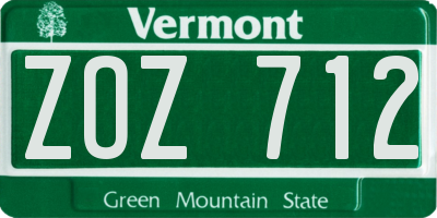 VT license plate ZOZ712
