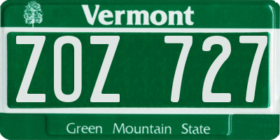 VT license plate ZOZ727
