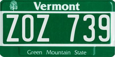 VT license plate ZOZ739