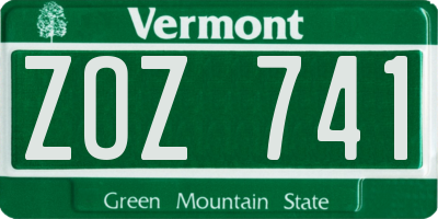 VT license plate ZOZ741