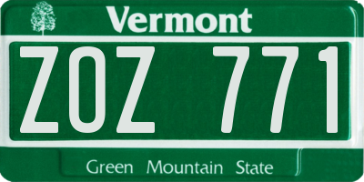 VT license plate ZOZ771