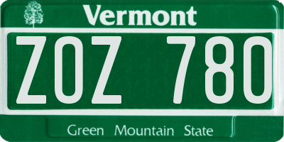 VT license plate ZOZ780
