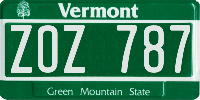 VT license plate ZOZ787
