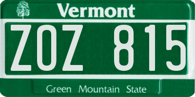 VT license plate ZOZ815