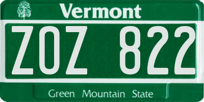 VT license plate ZOZ822