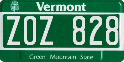 VT license plate ZOZ828