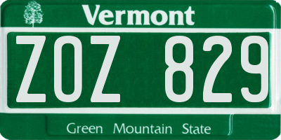 VT license plate ZOZ829