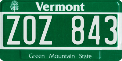 VT license plate ZOZ843