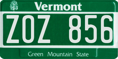 VT license plate ZOZ856