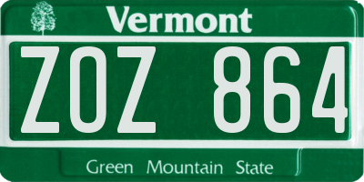 VT license plate ZOZ864