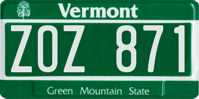 VT license plate ZOZ871