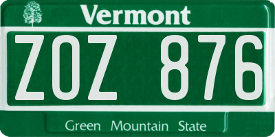 VT license plate ZOZ876