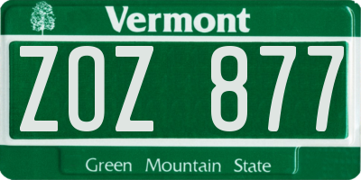 VT license plate ZOZ877