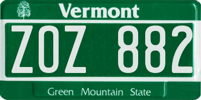 VT license plate ZOZ882