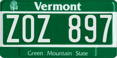 VT license plate ZOZ897