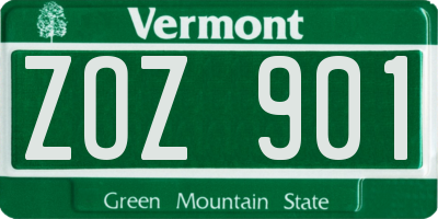 VT license plate ZOZ901
